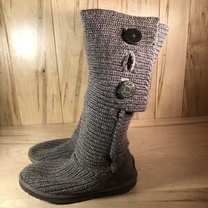 Women's UGG Classic Cardy Winter Boot Gray Wool Knit Original 1016555 Size 8